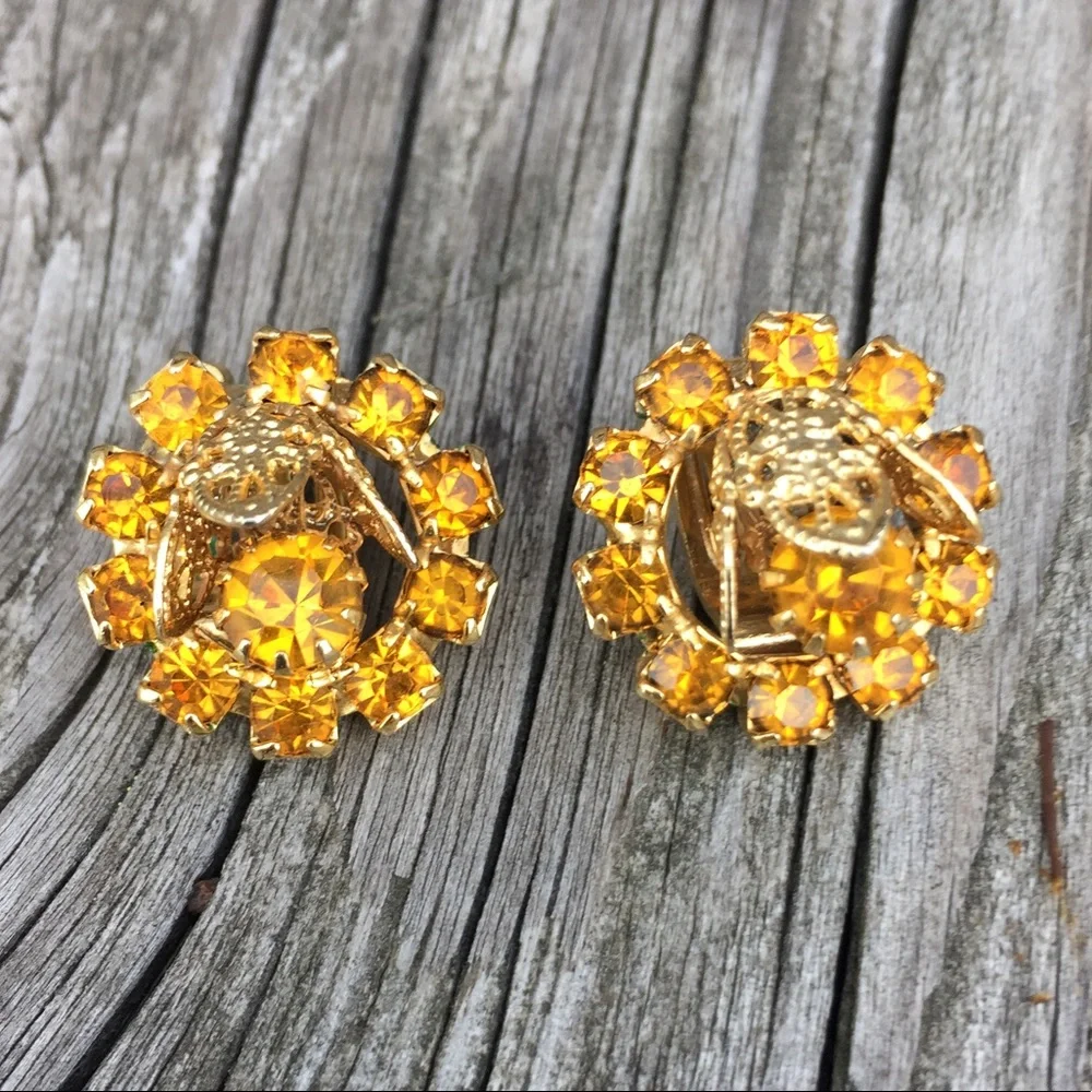 Vintage Judy Lee Amber Wreath Earring/Brooch Set! EUC! - Picture 6 of 10